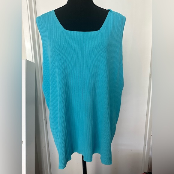 Dialogue Tops - Turquoise Lightweight Ribbed Tank Sweater Size 1X